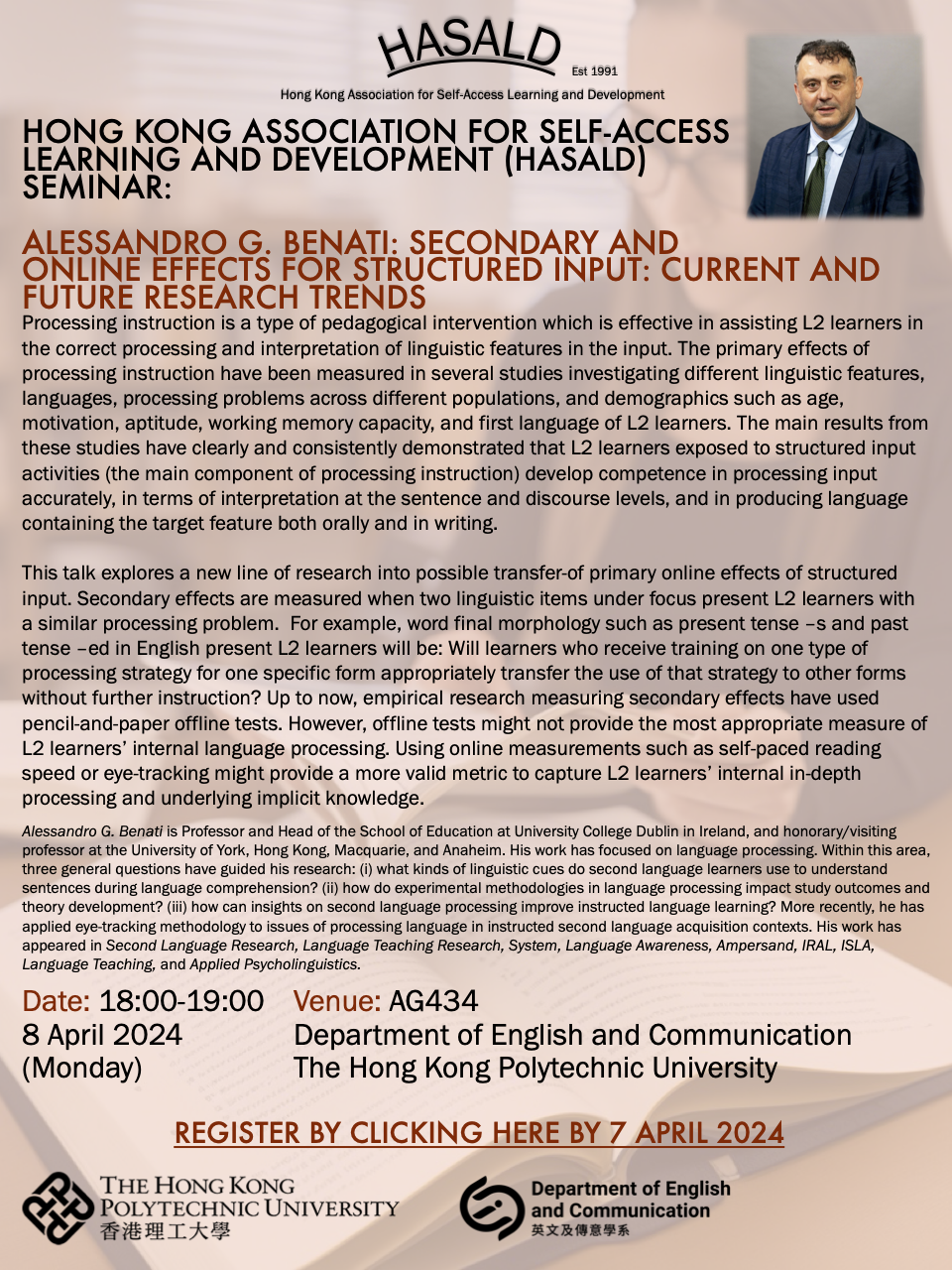 Seminar: Professor Alessandro G. Benati